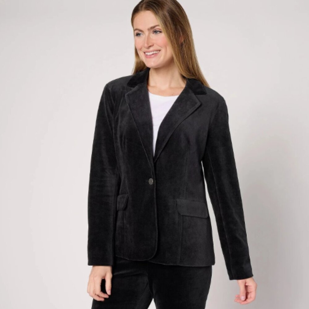Studio Park x Shawn Killinger Velveteen Blazer-Black-Medium-NEW-A626658